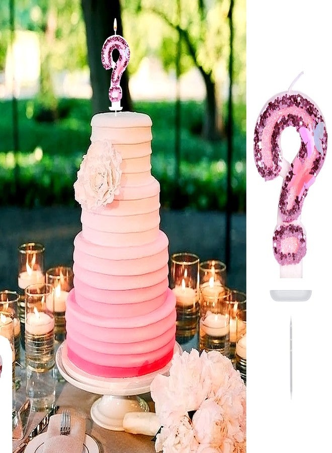Aprildecember Number Birthday Candle, Pink Sequins Glitter Butterfly Birthday Number Candle Cake Topper for Anniversary and Birthday Celebrations Supplies (Question Mark) - Image 2